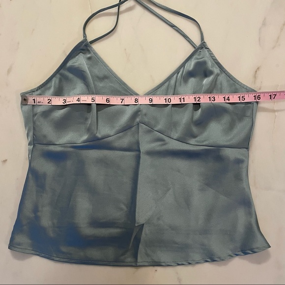 Abercrombie Satin V-Neck Crossback Tank in Light Blue, XS - Picture 4 of 5